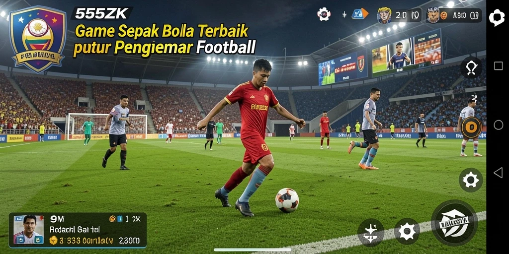 Tangkapan layar utama menunjukkan aksi seru permainan sepak bola.