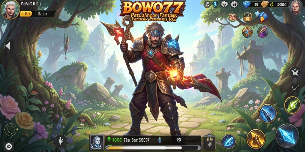 Screenshot gameplay BOWO77 yang menunjukkan pertarungan epik antar karakter RPG.