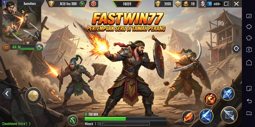 Screenshot gameplay seru FASTWIN77 dengan pertempuran intens.