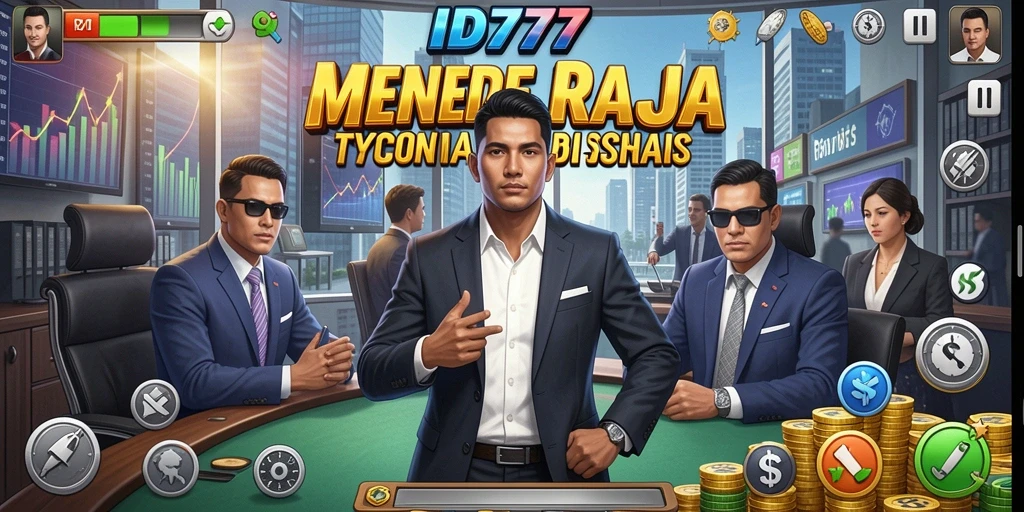 Tampilan gameplay menakjubkan dari ID777 yang menampilkan manajemen bisnis.