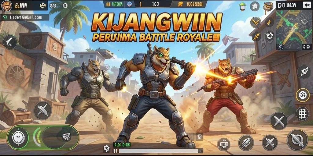 Screenshot gameplay seru dari KIJANGWIN, menampilkan aksi Battle Royale yang mendebarkan.