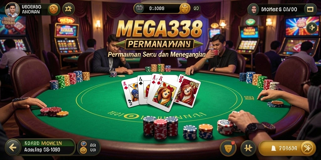 Tampilan menarik dari gameplay poker MEGA338 yang seru.