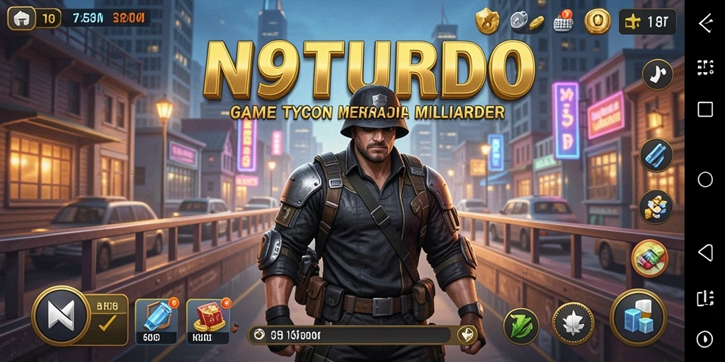Gameplay seru N9TURBO yang menggambarkan manajemen bisnis.