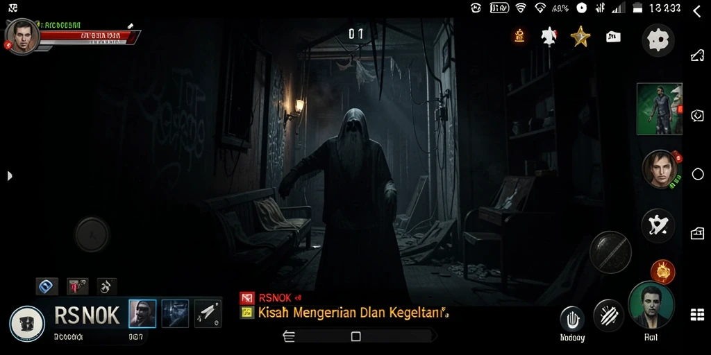 Tampilan gameplay RSNOK yang menakutkan dan mendebarkan.