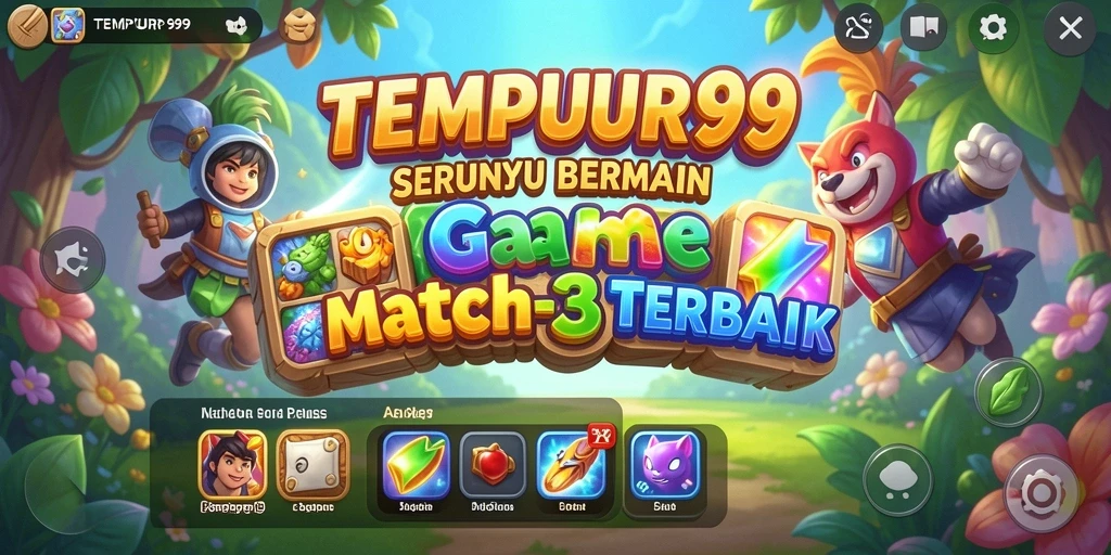Tangkapan layar menunjukkan serunya gameplay Match-3 di TEMPUR99.